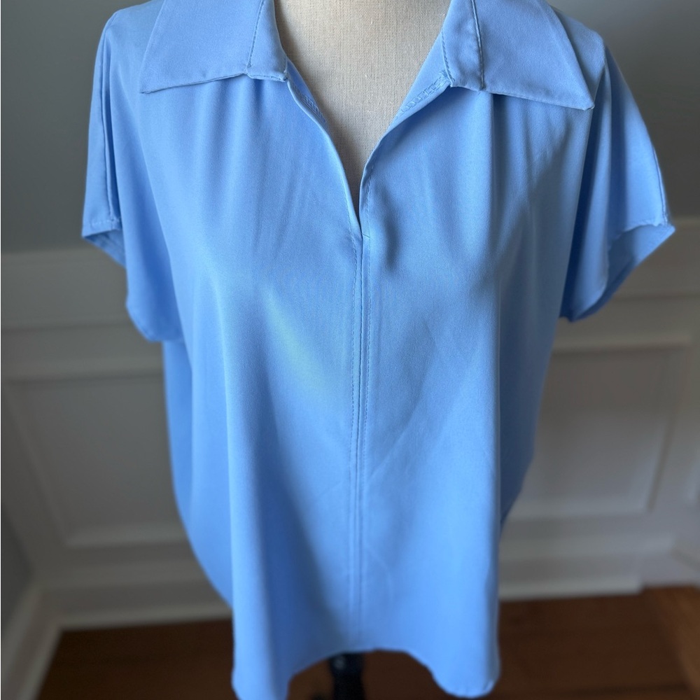 Women's Light Blue Collared Top
